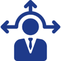 Decision-making icon with arrows